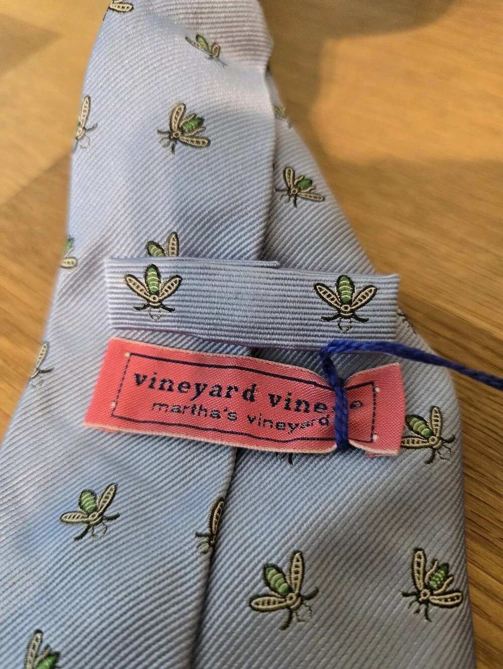 Vineyard Vines Print Silk Tie Light Blue Novelty Neck Tie